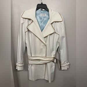Calvin Klein Cream Belted Coat